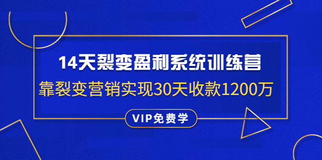 （1317期）14天裂变盈利系统训练营：靠裂变营销实现30天收款1200万（无水印）
