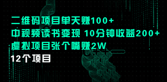 （2250期）二维码项目单天赚100+中视频读书变现 10分钟收益200+虚拟项目张个嘴赚2W