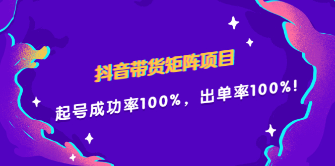 （2249期）抖音带货矩阵项目，起号成功率100%，出单率100%！