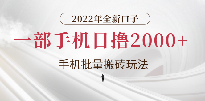 （2682期）2022年全新口子，手机批量搬砖玩法，一部手机日撸2000+