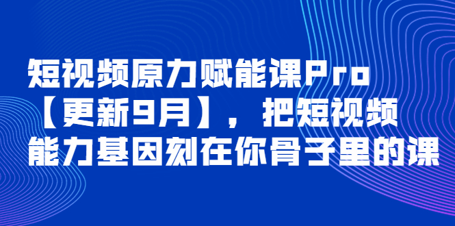 （3888期）短视频原力赋能课Pro【更新9月】，把短视频能力基因刻在你骨子里的课
